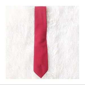 YSL VTG Authentic Red Linen Embroidered Logo Tie